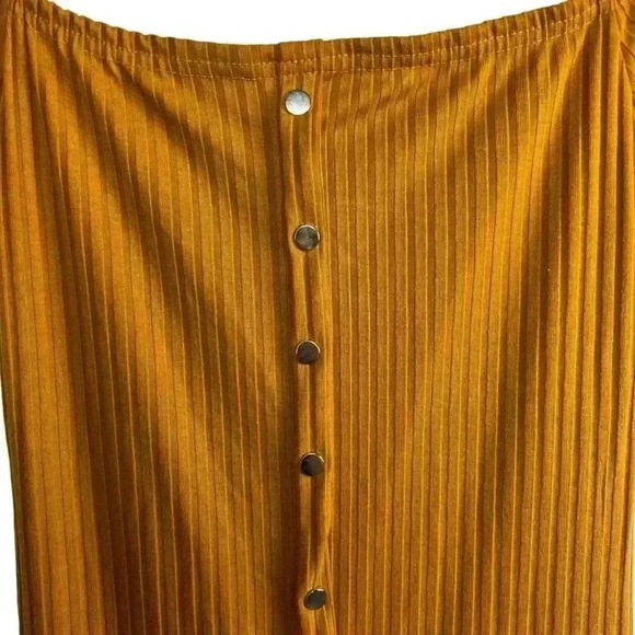Say What? Mustard Brown Off The Shoulder Ribbed Midi Dress Women Size Medium - Picture 4 of 9